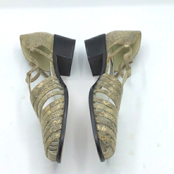 Stuart Weitzman Python Gold Leather Caged Loafers 8.5. - Picture 8 of 14